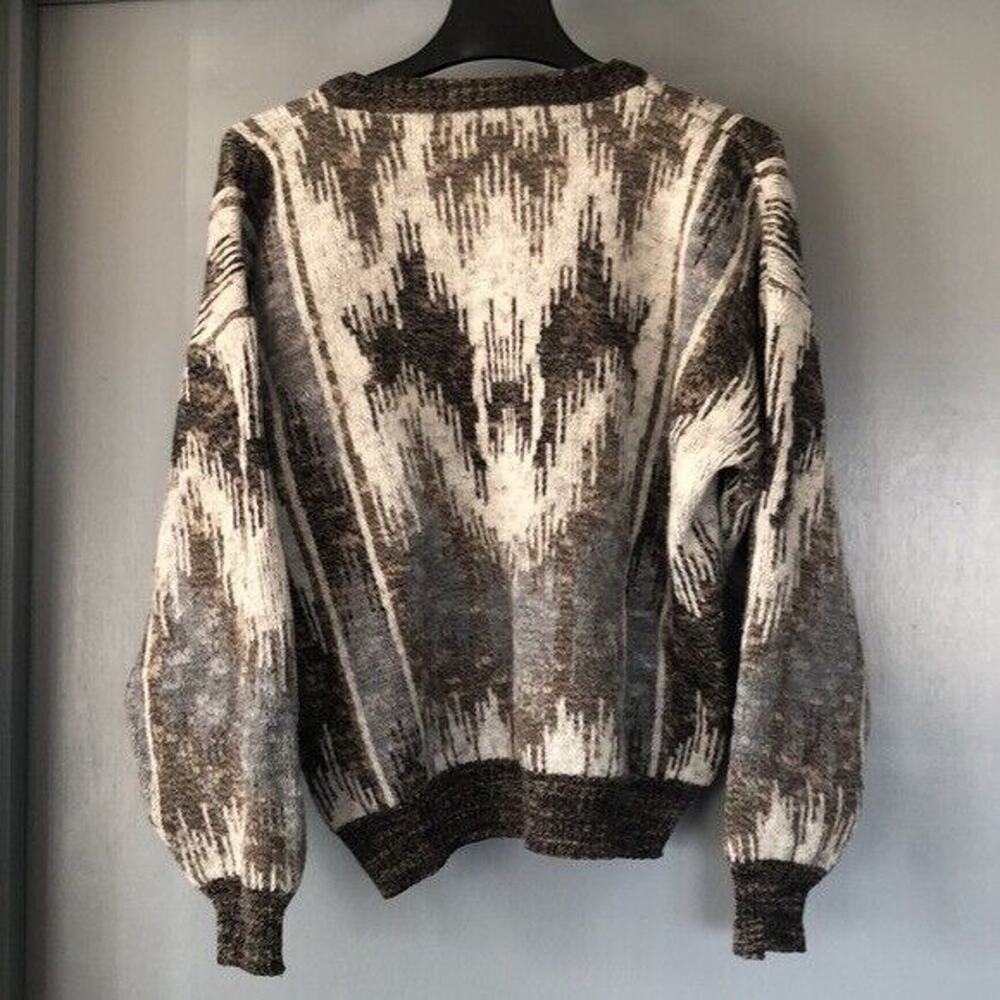 Vintage 80s Cambio Italia Made In Italy Wool Wool Blend Acrylic Sweater Size L - Picture 2 of 6